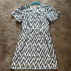 JCrew patterned dress with flutter sleeve